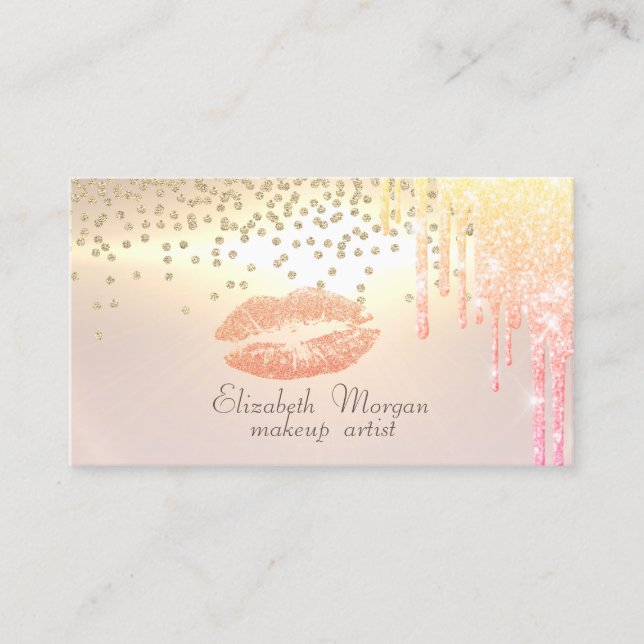 Elegant Shiny Diamonds-Glittery Lips Drops Business Card (Front)