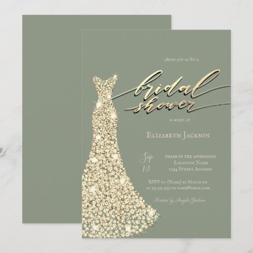 Elegant Shiny Dress Sage Green Bridal Shower 
