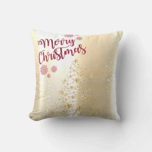 Elegant ShinyFaux Gold Christmas Tree Throw Pillow