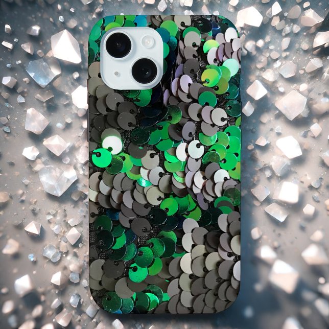 Elegant shiny glamour greens  grays disk sequins  Case-Mate iPhone case (Creator Uploaded)