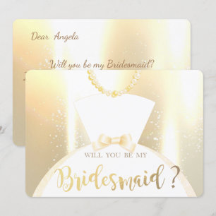 Elegant Shiny Gold Bride Dress Bridesmaid Card