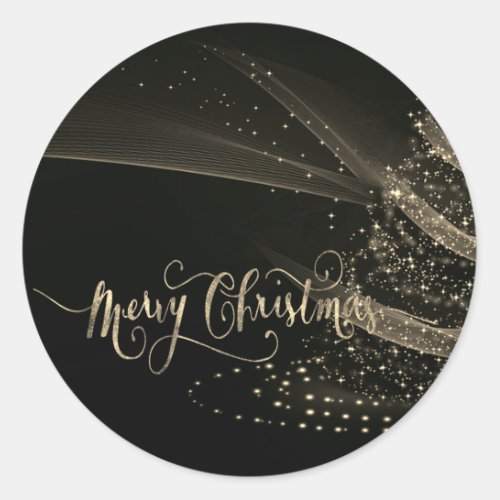 Elegant Shiny Gold  Christmas Tree Classic Round Sticker