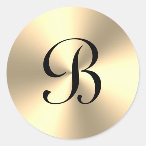 Elegant shiny gold metallic custom monogram classic round sticker