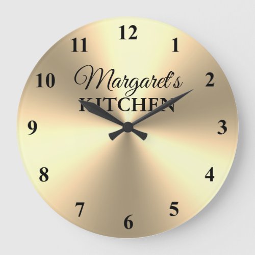 Elegant shiny gold metallic kitchen wall clock