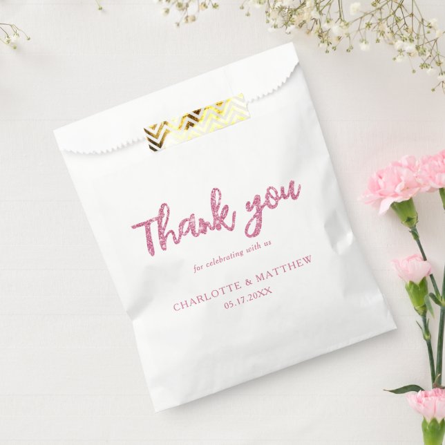 Elegant Shiny Magenta Glitter Wedding Favor Bag (Sealed)