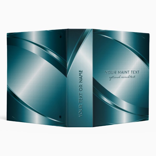 Elegant Shiny Metal Look Silver Blue Tint-Template 3 Ring Binder (Background)