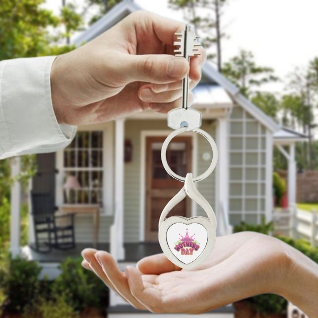 Elegant Shiny Pink Queen Crown Happy mothers day  Keychain (Creator Uploaded)