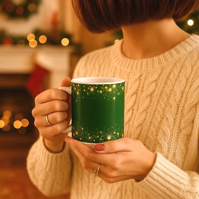 Elegant shiny stars green Mug (Creator Uploaded)