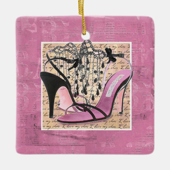 Elegant Shoe Lover I Love My Shoes  Ceramic Ornament (Front)