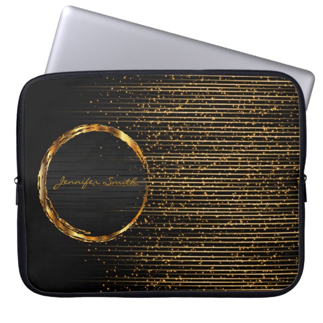 Elegant Shooting Star Lights with DIY Name Laptop Sleeve (Front)