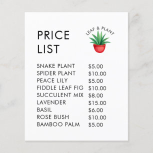 Elegant Shop Price List Display with potted plant Flyer