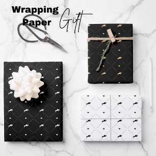 Elegant Show Jumping White Black Gold Horses Wrapping Paper Sheets