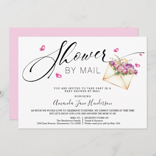 Elegant Shower By Mail Invitation (Front/Back)