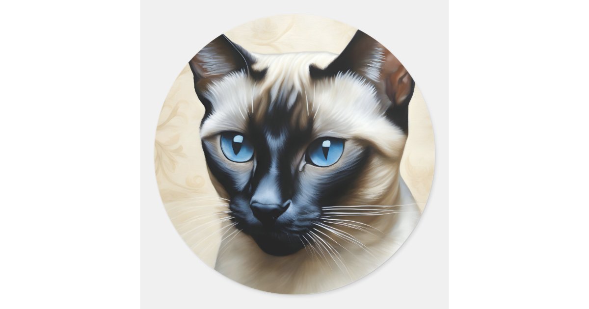 Siamese Sticker Elegant Siamese Cat Classic Round Sticker | Zazzle