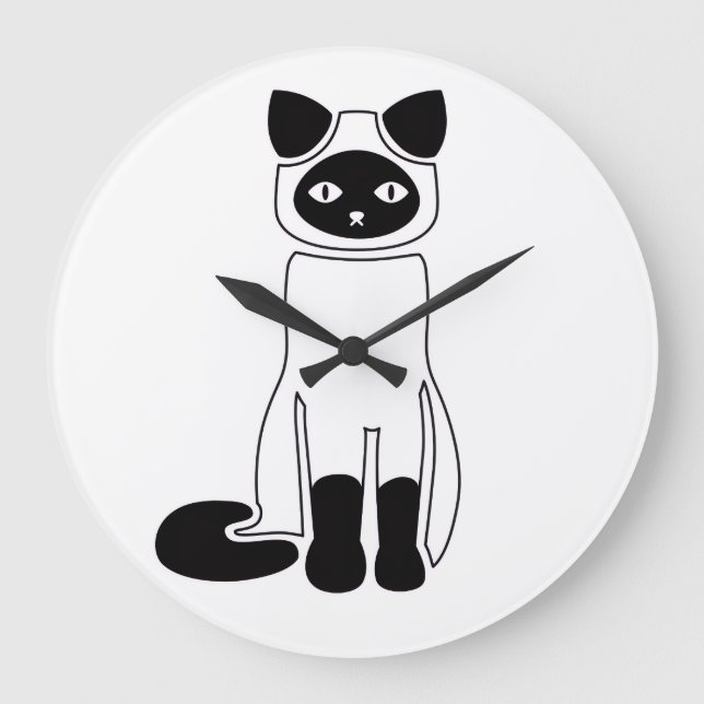 Elegant Siamese Cat Clock – Minimalist Cat Art (Front)