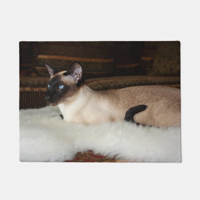 Elegant Siamese Cat Doormat (Front)