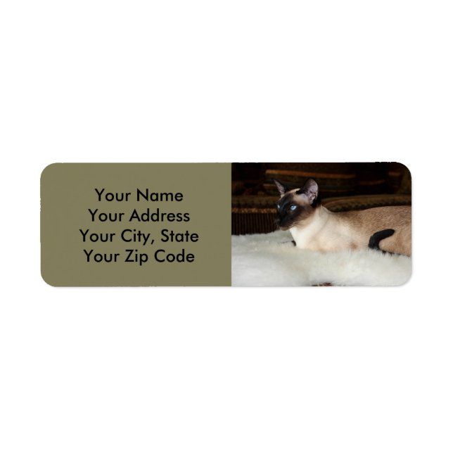 Elegant Siamese Cat Label (Front)