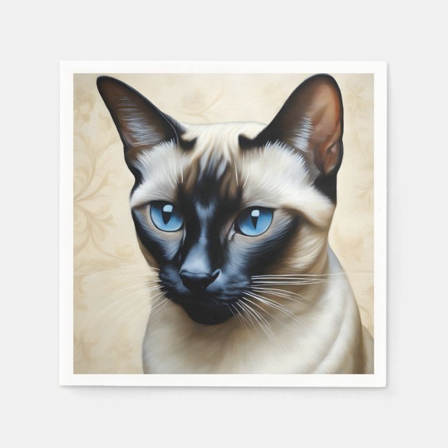 Elegant Siamese Cat Napkins (Front)