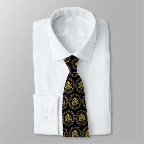 Elegant Sicilian Trinacria and Olive Wreath  Neck Tie