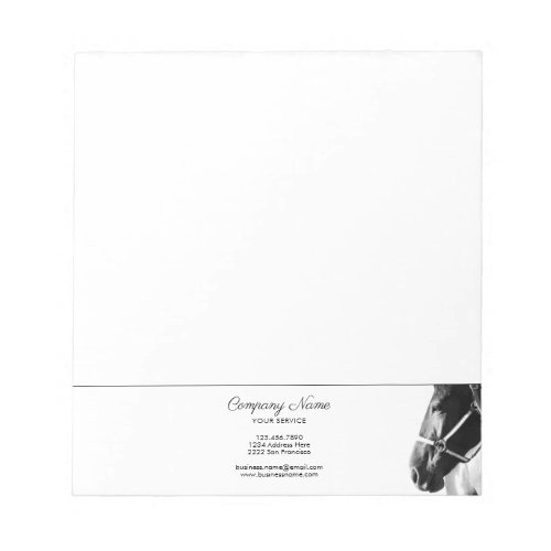 Elegant Side Horse Head BW Personalized Business Notepad