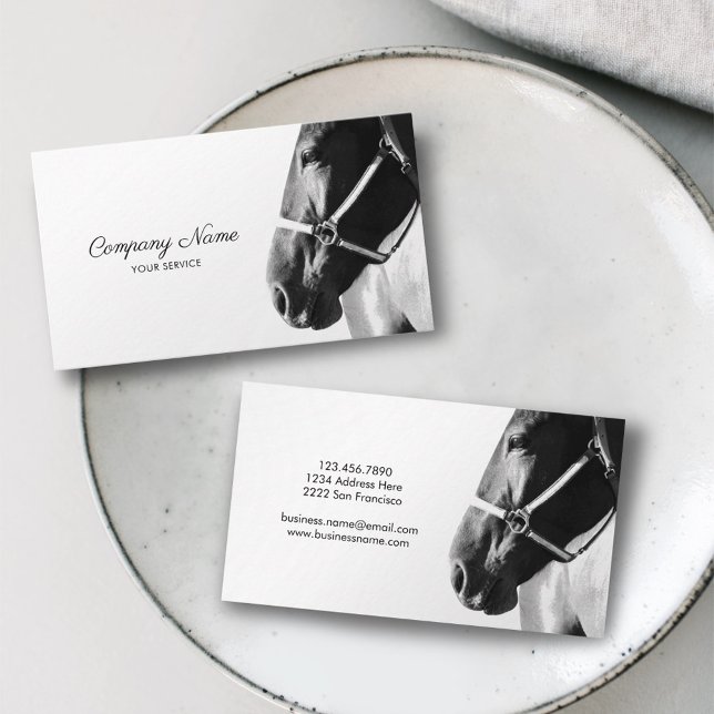 Elegant Side Horse Head White Business Card (Creator Uploaded)