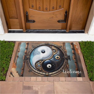 Elegant sign of yin yang doormat
