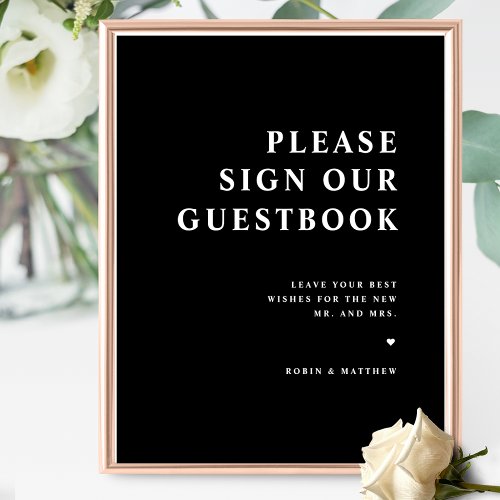 Elegant Sign Our Guest Book Black Minimal Sign
