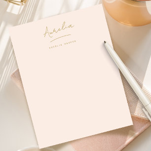 Elegant Signature Blush Pink Gold Personalized Letterhead