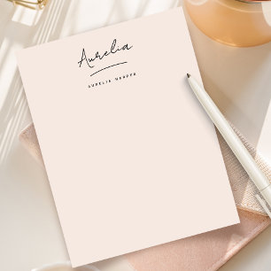 Elegant Signature Blush Pink Personalized Letterhead