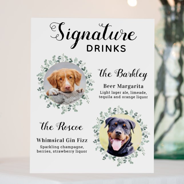 Elegant Signature Drinks Pet Wedding Dog 2 Photo Foam Board (Creator Uploaded)