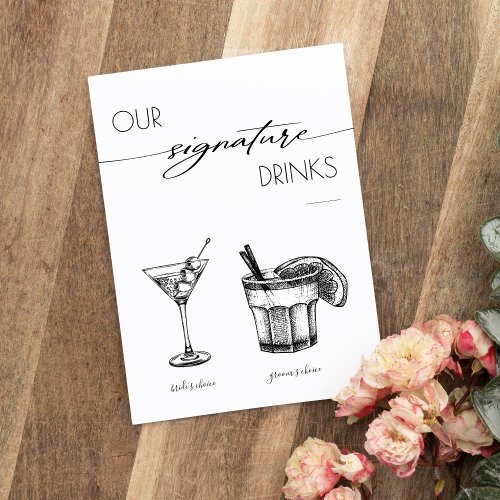 Elegant Signature Drinks Wedding Sign Bar Sign