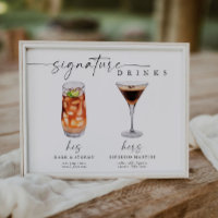 Elegant Signature Drinks Wedding Sign Bar Sign