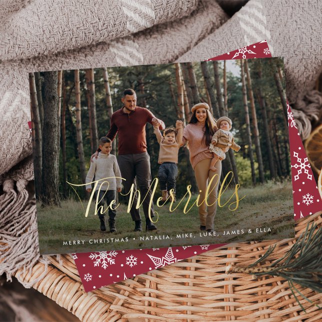 Elegant Signature | Horizontal Photo Foil Holiday Card (Creator Uploaded)