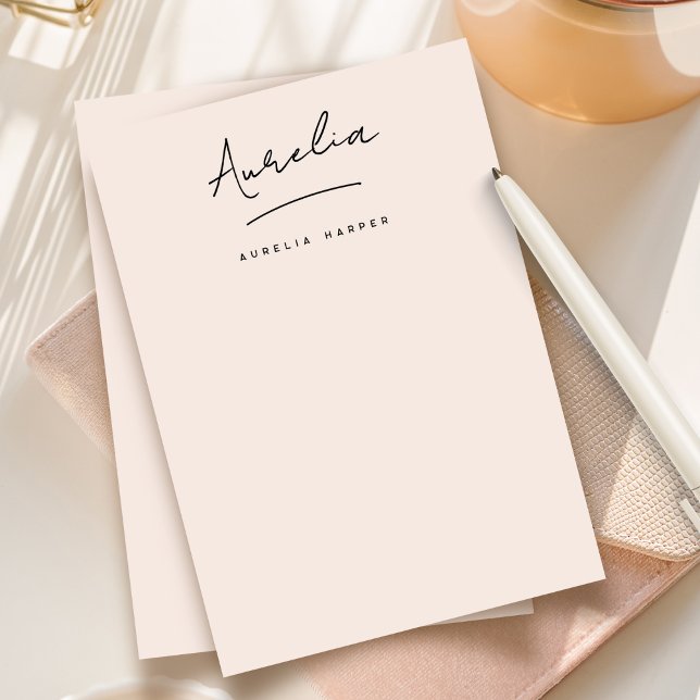 Elegant Signature Personalized Stationery Blush Note Card (Creator Uploaded)