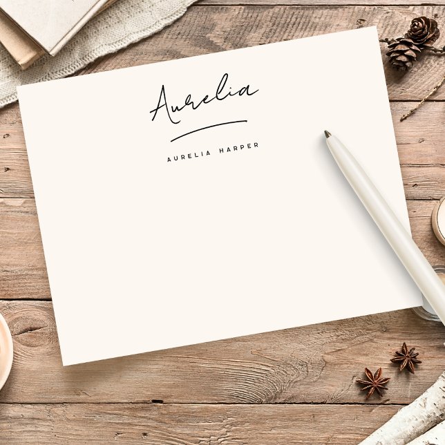 Elegant Signature Personalized Stationery Ivory Note Card (Creator Uploaded)