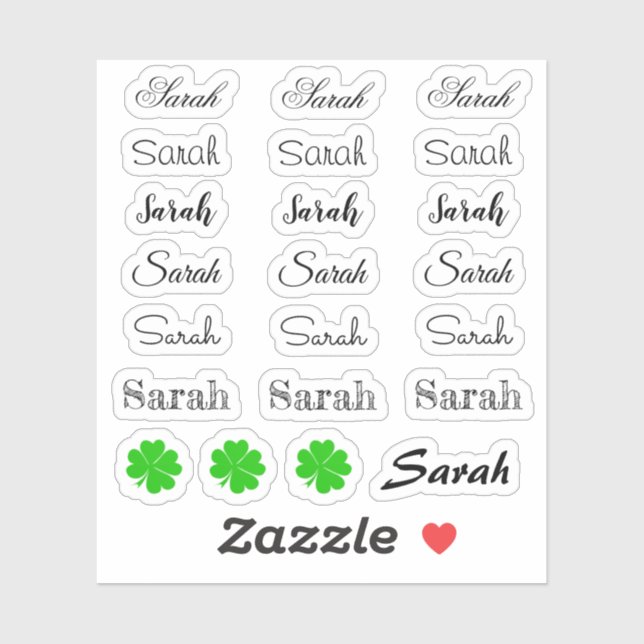 Elegant Signature scrip Name - Sarah /Lucky Set St Sticker (Sheet)