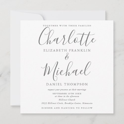 Elegant Signature Script All In One Wedding Invitation