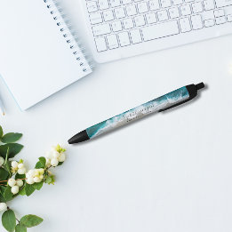 Elegant Signature Script Aqua Blue Green Beach Pen