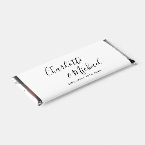 Elegant Signature Script Black And White Wedding Hershey Bar Favors