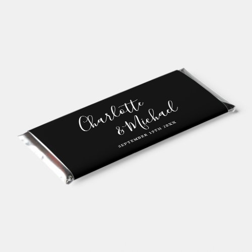 Elegant Signature Script Black And White Wedding Hershey Bar Favors