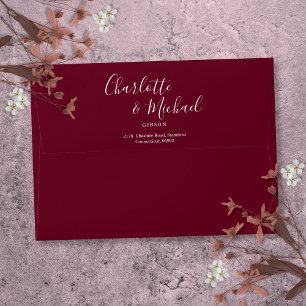 Elegant Signature Script Burgundy Return Address Envelope