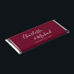 Elegant Signature Script Burgundy Wedding Hershey Bar Favors<br><div class="desc">Elegant signature burgundy wedding favor personalized with signature style names and your special wedding date. Designed by Thisisnotme©</div>