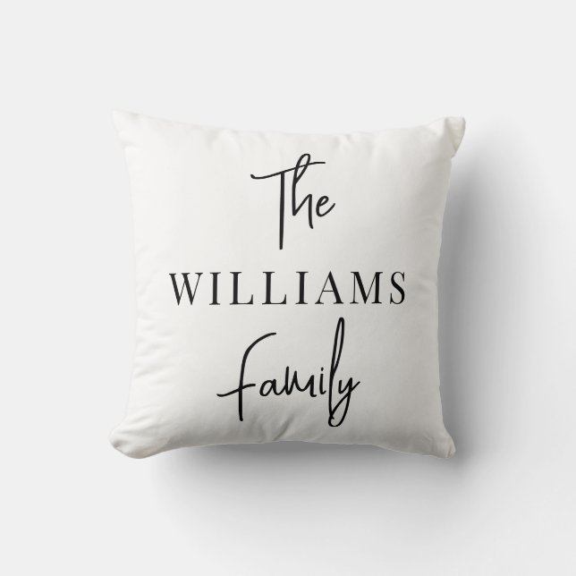 Elegant Signature Script Calligraphy Family Name Throw Pillow (Front)