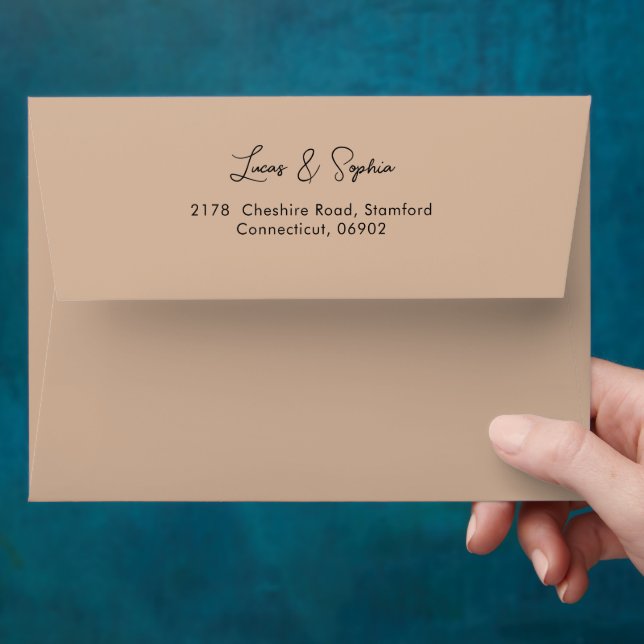 Elegant Signature Script Dusty Blue Return Address Envelope (Hand)