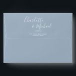 Elegant Signature Script Dusty Blue Return Address Envelope<br><div class="desc">Featuring signature script names,  this elegant return address envelope can be personalized with your names and address details in chic white lettering on a dusty blue background. You can customize the background to your favourite wedding theme color. Designed by Thisisnotme©</div>