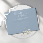 Elegant Signature Script Dusty Blue Wedding Envelope<br><div class="desc">Featuring signature script names,  this chic return address envelope can be personalized with your names and address details in elegant white typography on a dusty blue background.  Designed by Thisisnotme©</div>