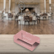 Elegant Signature Script Dusty Rose Wedding Place Card Holder at Zazzle
