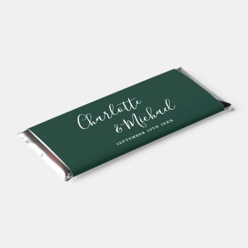 Elegant Signature Script Emerald Green Wedding Hershey Bar Favors