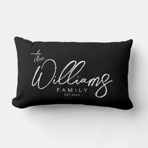 Elegant Signature Script Family Name  Lumbar Pillow