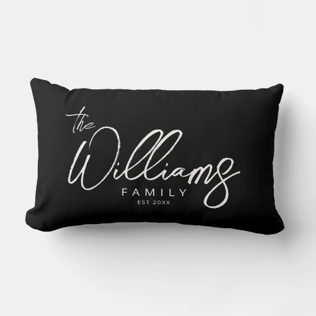 Elegant Signature Script Family Name  Lumbar Pillow (Front)